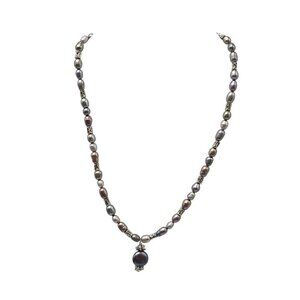 Purple Freshwater Pearl Necklace With Pendant Lobster Clasp Adjustable Chain